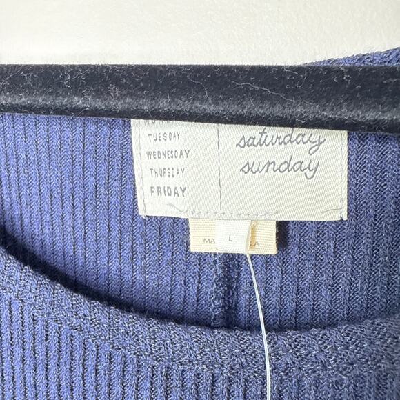 NEW NWT Anthropologie Saturday Sunday Navy Ribbed Knit Tank Dress Large Casual - Picture 3 of 7